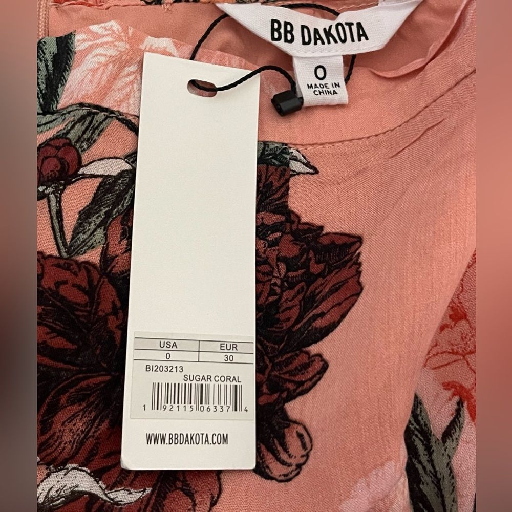 NWT BB Dakota Isabelle Revolve Sugar Coral Floral Cropped Ruffle Flared Pants - Picture 9 of 16